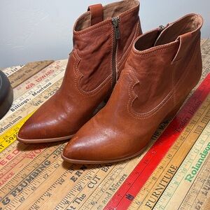 Frye Women's Cognac Brown Leather Ankle Booties